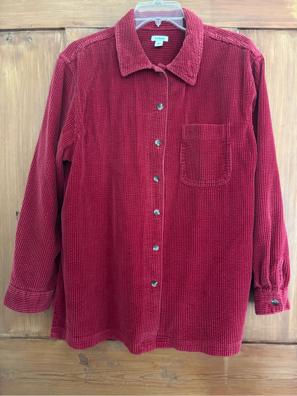 L.L.Bean Deep Red Corduroy Shirt Jacket Women’s Size Large